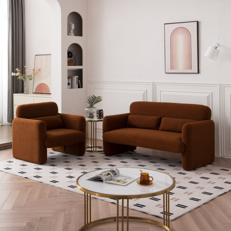 Mercer41 Modern Loveseat Furniture with Support Pillow for Apartment ...